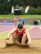 28 July 2019; Samuel Duncan of City of Lisburn A.C., Co. Down, competing in the Men's/ Women's Long Jump during day two of the Irish Life Health National Senior Track & Field Championships at Morton Stadium in Santry, Dublin. Photo by Harry Murphy/Sportsfile
