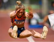 28 July 2019; Sophie Meredith of St. Marys A.C., Co. Limerick, competing in the Women's Long Jump during day two of the Irish Life Health National Senior Track & Field Championships at Morton Stadium in Santry, Dublin. Photo by Harry Murphy/Sportsfile
