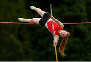 28 July 2019; Erin Fisher of City of Lisburn A.C., Co. Down, competing in the Men's/ Women's Pole Vault during day two of the Irish Life Health National Senior Track & Field Championships at Morton Stadium in Santry, Dublin. Photo by Harry Murphy/Sportsfile