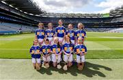 28 July 2019; The Tipperary team, back row, left to right, Mary McArthur, St Olcan’s PS, Armoy, Antrim, Aisling Hannan, St Senan’s Clonlara, Clonlara, Clare, Róisín Quinn, Scoil Treasa Naofa, Kilfynn, Kerry, Emma Kennedy Ballygarvan NS, Ballygarvan, Cork, Laura Flanagan, Tooreen NS, Ballyhaunis, Mayo, front row, back to right, Zara Kelly, St. Patrick’s PS, Hilltown, Down, Catríona McKinney, St Mura’s NS, Burnfoot, Donegal, Eimear Mallon, St John’s PS, Middletown, Armagh, Aoife Murphy, Clarecastle NS, Clarecastle, Clare, Deirbhile O’Carroll, Knocklong NS, Knocklong, Limerick, ahead of the INTO Cumann na mBunscol GAA Respect Exhibition Go Games at the GAA Hurling All-Ireland Senior Championship Semi Final match between Wexford and Tipperary at Croke Park in Dublin. Photo by Daire Brennan/Sportsfile