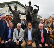29 July 2019; An Taoiseach Leo Varadkar T.D., second right, with sculptor John Behan, second left, and Peter Allen, right, Chairman, Galway Race Committee, during Day One of the Galway Races Summer Festival 2019 in Ballybrit, Galway. Photo by Seb Daly/Sportsfile