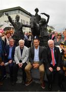 29 July 2019; An Taoiseach Leo Varadkar T.D., second right, with sculptor John Behan, second left, and Peter Allen, right, Chairman, Galway Race Committee, during Day One of the Galway Races Summer Festival 2019 in Ballybrit, Galway. Photo by Seb Daly/Sportsfile