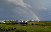18 July 2019; A rainbow is seen over the golf course during Day One of the 148th Open Championship at Royal Portrush in Portrush, Co Antrim. Photo by Brendan Moran/Sportsfile