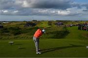 18 July 2019; John Rahm of Spain tees of on the 13th tee box during Day One of the 148th Open Championship at Royal Portrush in Portrush, Co Antrim. Photo by Brendan Moran/Sportsfile