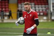 29 July 2019; Peter Cherrie of Derry City warms up prior to the SSE Airtricity League Premier Division match between Derry City and Waterford United at Ryan McBride Brandywell Stadium in Derry.  Photo by Oliver McVeigh/Sportsfile