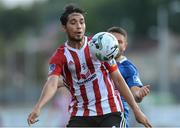 29 July 2019; Gerardo Bruna of Derry City in action against Tom Holland of Waterford United during the SSE Airtricity League Premier Division match between Derry City and Waterford at Ryan McBride Brandywell Stadium in Derry. Photo by Oliver McVeigh/Sportsfile