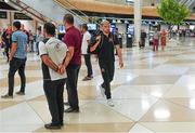 29 July 2019; Dean Jarvis of Dundalk as the squad arrive at Heydar Aliyev International Airport in Baku, Azerbaijan. Photo by Eóin Noonan/Sportsfile