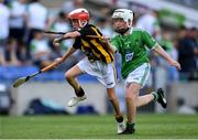 27 July 2019; Ruairí Biggs, St Canice Primary School, Feeny, Derry, representing Kilkenny, in action against Luke Tully, Ballintleva NS, Curraghboy, Athlone, Roscommon, representing Limerick, during the INTO Cumann na mBunscol GAA Respect Exhibition Go Games at the GAA Hurling All-Ireland Senior Championship Semi-Final match between Limerick and Kilkenny at Croke Park in Dublin. Photo by Piaras Ó Mídheach/Sportsfile