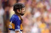 28 July 2019; Eimear Mallon, St John’s PS, Middletown, Armagh, representing Tipperary, during the INTO Cumann na mBunscol GAA Respect Exhibition Go Games at the GAA Hurling All-Ireland Senior Championship Semi Final match between Wexford and Tipperary at Croke Park in Dublin. Photo by Ramsey Cardy/Sportsfile