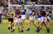 28 July 2019; Aoife Kirby, Scoil Tighearnach Naofa, Cullohill, Laois, representing Wexford, during the INTO Cumann na mBunscol GAA Respect Exhibition Go Games at the GAA Hurling All-Ireland Senior Championship Semi Final match between Wexford and Tipperary at Croke Park in Dublin. Photo by Ramsey Cardy/Sportsfile