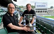 30 July 2019; Dublin manager Tom Gray, left, and Cork manager Keith Ricken in Croke Park at the EirGrid U20 Football All-Ireland Final preview event ahead of this Saturday’s decider. EirGrid, the state-owned company that manages and develops Ireland's electricity grid, has partnered with the GAA since 2015 as sponsor of the U20 GAA Football All-Ireland Championship. Photo by Brendan Moran/Sportsfile