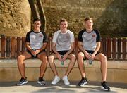 30 July 2019; Dundalk players, from left, Jamie McGrath, Daniel Kelly and Seán Gannon pose for a photograph after the press conference at the Old City in Baku, Azerbaijan. Photo by Eóin Noonan/Sportsfile
