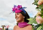 30 July 2019; Racegoer Bronagh Crampton, from Barna, Galway, poses for a photograph prior to racing on Day Two of the Galway Races Summer Festival 2019 in Ballybrit, Galway. Photo by Seb Daly/Sportsfile
