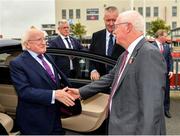 31 July 2019; President Michael D Higgins, left, is welcomed to the racecourse by Peter Allen, Chairman of Galway Race Committee, prior to racing on Day Three of the Galway Races Summer Festival 2019 in Ballybrit, Galway. Photo by Seb Daly/Sportsfile