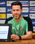31 July 2019; Shamrock Rovers manager Stephen Bradley during a Shamrock Rovers Press Conference at the GSP Stadium in Nicosia, Cyprus. Photo by Harry Murphy/Sportsfile