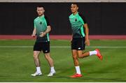 31 July 2019; Jack Byrne, left, and Graham Burke during a Shamrock Rovers Training Session at the GSP Stadium in Nicosia, Cyprus. Photo by Harry Murphy/Sportsfile