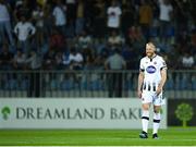 31 July 2019; Chris Shields of Dundalk after his side concede their first goal during the UEFA Champions League Second Qualifying Round 2nd Leg match between Qarabag FK and Dundalk at Dalga Arena in Baku, Azerbaijan. Photo by Eóin Noonan/Sportsfile