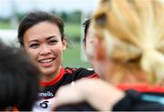 29 July 2019; Nana Kim of Asia Cranes in a huddle before their Ladies Football Native Born tournament game against South Africa during the Renault GAA World Games 2019 Day 1 at WIT Arena, Carriganore, Co. Waterford. Photo by Piaras Ó Mídheach/Sportsfile
