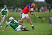 1 August 2019; Robert Messier of MidAtlantic, right, in action against Jack Doyle of London in the Native Born Hurling Cup Semi-Final game during the Renault GAA World Games 2019 Day 4 at WIT Arena, Carriganore, Co. Waterford. Photo by Piaras Ó Mídheach/Sportsfile
