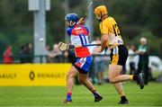 1 August 2019; Luke O'Loughlin of New York in action against Jack Carr of Middle East in the Irish Born Hurling Cup semi-final game during the Renault GAA World Games 2019 Day 4 at WIT Arena, Carriganore, Co. Waterford. Photo by Piaras Ó Mídheach/Sportsfile