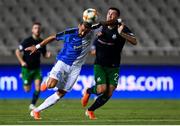 1 August 2019; Aaron Greene of Shamrock Rovers in action against Charalampos Kyriakou of Apollon Limassol during the UEFA Europa League 2nd Qualifying Round 2nd Leg match between Apollon Limassol and Shamrock Rovers at the GSP Stadium in Nicosia, Cyprus. Photo by Harry Murphy/Sportsfile
