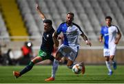 1 August 2019; Aaron Greene of Shamrock Rovers in action against Charalampos Kyriakou of Apollon Limassol during the UEFA Europa League 2nd Qualifying Round 2nd Leg match between Apollon Limassol and Shamrock Rovers at the GSP Stadium in Nicosia, Cyprus. Photo by Harry Murphy/Sportsfile