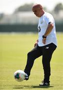 1 August 2019; Interim manager Tom O'Connor warms-up prior to a Republic of Ireland Women's team training session at Dignity Health Sports Park in Pasadena, California, USA. Photo by Cody Glenn/Sportsfile