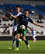 1 August 2019; Aaron McEneff of Shamrock Rovers in action against Hector Yuste of Apollon Limassol during the UEFA Europa League 2nd Qualifying Round 2nd Leg match between Apollon Limassol and Shamrock Rovers at the GSP Stadium in Nicosia, Cyprus. Photo by Harry Murphy/Sportsfile