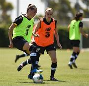 1 August 2019; Jess Gargan, left, and Lauren Dwyer during a Republic of Ireland Women's team training session at Dignity Health Sports Park in Pasadena, California, USA. Photo by Cody Glenn/Sportsfile