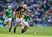 27 July 2019; Meabh Rouse, Gaelscoil an Eiscir Riada, Tullamore, Co Offaly, representing Kilkenny, and Maeve O’Donnell, Millquarter PS, Toomebridge, Antrim, representing Limerick, during the INTO Cumann na mBunscol GAA Respect Exhibition Go Games at the GAA Hurling All-Ireland Senior Championship Semi-Final match between Limerick and Kilkenny at Croke Park in Dublin. Photo by Ray McManus/Sportsfile