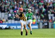 27 July 2019; Róisín Kinsella, Mercy Primary School, Birr, Offaly, representing Kilkenny, and Katie Wood, St Malachy’s PS , Kilcoo, Down, representing Limerick, during the INTO Cumann na mBunscol GAA Respect Exhibition Go Games at the GAA Hurling All-Ireland Senior Championship Semi-Final match between Limerick and Kilkenny at Croke Park in Dublin. Photo by Ray McManus/Sportsfile