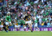 27 July 2019; Pia Langton, Clara NS, Clara, Kilkenny, and Sarah Burrows, Newcestown NS, Newcestown Village, Cork, representing Limerick, during the INTO Cumann na mBunscol GAA Respect Exhibition Go Games at the GAA Hurling All-Ireland Senior Championship Semi-Final match between Limerick and Kilkenny at Croke Park in Dublin. Photo by Ray McManus/Sportsfile