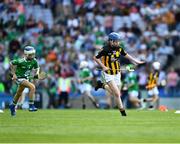 27 July 2019; Meabh Rouse, Gaelscoil an Eiscir Riada, Tullamore, Co Offaly, representing Kilkenny, and Ruth O'Connor, Scoil Naomh Eirc, Kilmoyley, Kerry, representing Limerick,  during the INTO Cumann na mBunscol GAA Respect Exhibition Go Games at the GAA Hurling All-Ireland Senior Championship Semi-Final match between Limerick and Kilkenny at Croke Park in Dublin. Photo by Ray McManus/Sportsfile