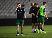 1 August 2019; Jack Byrne of Shamrock Rovers reacts at the full-time whistle following the UEFA Europa League 2nd Qualifying Round 2nd Leg match between Apollon Limassol and Shamrock Rovers at the GSP Stadium in Nicosia, Cyprus. Photo by Harry Murphy/Sportsfile