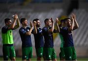 1 August 2019; Shamrock Rovers players applaud supporters following the UEFA Europa League 2nd Qualifying Round 2nd Leg match between Apollon Limassol and Shamrock Rovers at the GSP Stadium in Nicosia, Cyprus. Photo by Harry Murphy/Sportsfile