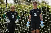 1 August 2019; Republic of Ireland goalkeepers Marie Hourihan, right, and Grace Moloney during a team training session at Dignity Health Sports Park in Carson, California, USA. Photo by Cody Glenn/Sportsfile