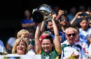 2 August 2019; Australasia captain Caroline Kelly lifts the Rachel Kenneally Cup after beating Parnell Ladies in the Renault GAA World Games Ladies Football Irish Cup Final during the Renault GAA World Games 2019 Day 5 - Cup Finals at Croke Park in Dublin. Photo by Piaras Ó Mídheach/Sportsfile