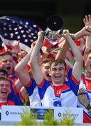 2 August 2019; New York captain Dylan Grace lifts the Sheamus Howlin Cup after beating London in the Renault GAA World Games Mens Hurling Native Cup Final during the Renault GAA World Games 2019 Day 5 - Cup Finals at Croke Park in Dublin. Photo by Piaras Ó Mídheach/Sportsfile