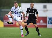 24 July 2019; Patrick McEleney of Dundalk and Richard Almeida of Qarabag FK during the UEFA Champions League Second Qualifying Round 1st Leg match between Dundalk and Qarabag FK at Oriel Park in Dundalk, Louth. Photo by Ben McShane/Sportsfile
