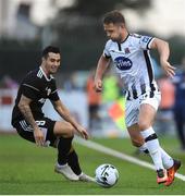 24 July 2019; Dane Massey of Dundalk and Jaime Romero Rodrigues of Qarabag FK during the UEFA Champions League Second Qualifying Round 1st Leg match between Dundalk and Qarabag FK at Oriel Park in Dundalk, Louth. Photo by Ben McShane/Sportsfile