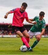 28 July 2019; Ronan Finn of Shamrock Rovers and Ronan Hurley of Cork City during the SSE Airtricity League Premier Division match between Cork City and Shamrock Rovers at Turners Cross in Cork. Photo by Ben McShane/Sportsfile