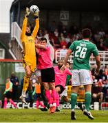 28 July 2019; Mark McNulty of Cork City gathers possession over Graham Cummins of Shamrock Rovers during the SSE Airtricity League Premier Division match between Cork City and Shamrock Rovers at Turners Cross in Cork. Photo by Ben McShane/Sportsfile