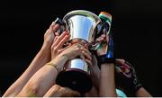 2 August 2019; Twin Cities, USGAA, players celebrate with the cup after beating The Warriors, USGAA, in the Renault GAA World Games Camogie Native Cup Final during the Renault GAA World Games 2019 Day 5 - Cup Finals at Croke Park in Dublin. Photo by Piaras Ó Mídheach/Sportsfile