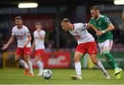 2 August 2019; Jamie Lennon of St Patrick's Athletic in action against Kevin O'Connor of Cork City during the SSE Airtricity League Premier Division match between Cork City and St Patrick's Athletic at Turners Cross in Cork. Photo by Eóin Noonan/Sportsfile