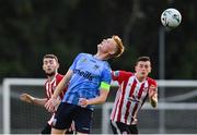 2 August 2019; Liam Scales of UCD in action against Jamie McDonagh of Derry City during the SSE Airtricity League Premier Division match between UCD and Derry City at the UCD Bowl in Belfield, Dublin. Photo by Ramsey Cardy/Sportsfile