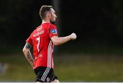 2 August 2019; Jamie McDonagh of Derry City celebrates after scoring his side's first goal during the SSE Airtricity League Premier Division match between UCD and Derry City at the UCD Bowl in Belfield, Dublin. Photo by Ramsey Cardy/Sportsfile