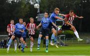 2 August 2019; Ally Gilchrist of Derry City heads at goal during the SSE Airtricity League Premier Division match between UCD and Derry City at the UCD Bowl in Belfield, Dublin. Photo by Ramsey Cardy/Sportsfile