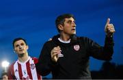 2 August 2019; Derry City manager Declan Devine following his side's victory in the SSE Airtricity League Premier Division match between UCD and Derry City at the UCD Bowl in Belfield, Dublin. Photo by Ramsey Cardy/Sportsfile