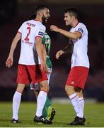 2 August 2019; Lee Desmond, right, celebrates with team-mate David Webster following the SSE Airtricity League Premier Division match between Cork City and St Patrick's Athletic at Turners Cross in Cork. Photo by Eóin Noonan/Sportsfile