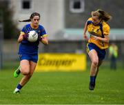 3 August 2019; Ciara Healy of Longford in action against Kelley Colgan of Roscommon during the All-Ireland Ladies Football Minor B Final match between Longford and Roscommon at Duggan Park in Ballinasloe, Galway. Photo by Ray McManus/Sportsfile
